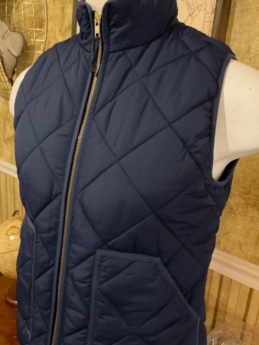J. Crew Navy Quilted Puffer Vest